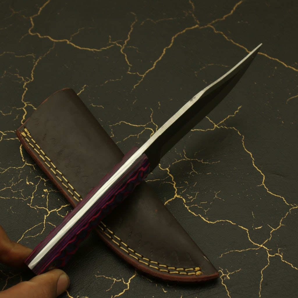 Handmade Carbon Steel Fixed Blade Knife Custom Forged Railroad Spike Tool - 5