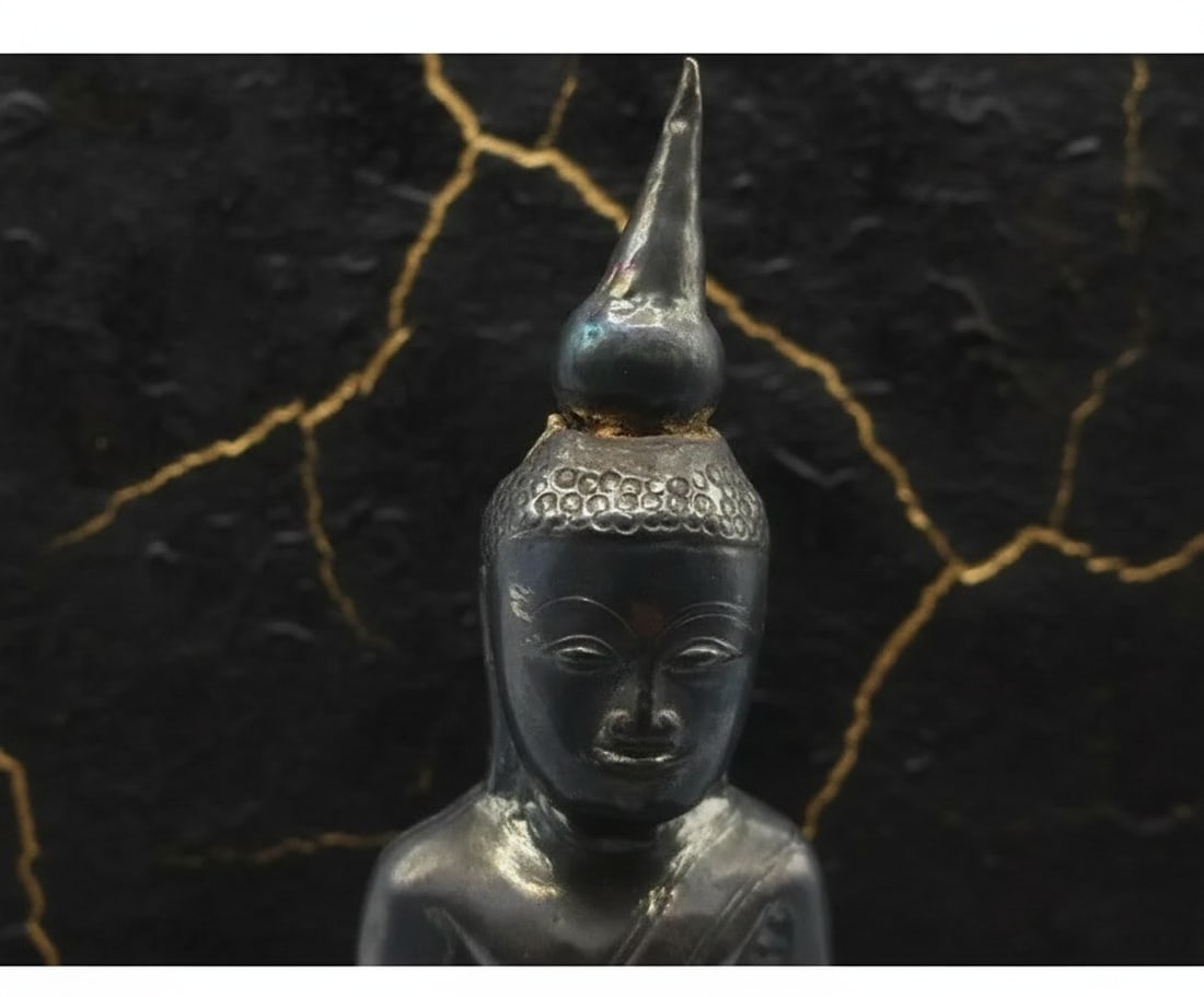 19th Century Thai Hand-Hammered Silver Buddha Temple Votive Statue - 3