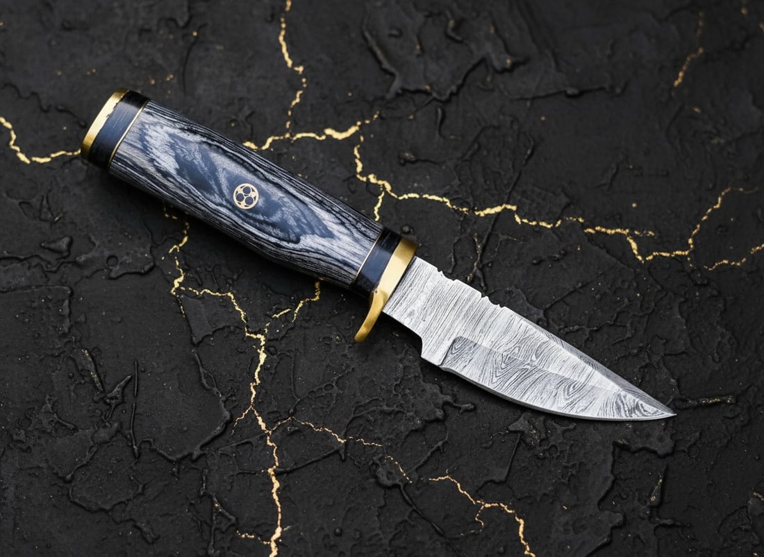 Handcrafted Damascus Steel Skinner Hunting Knife With Wood Handle and Sheath - 2