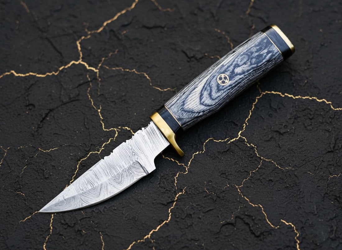 Handcrafted Damascus Steel Skinner Hunting Knife With Wood Handle and Sheath - 3