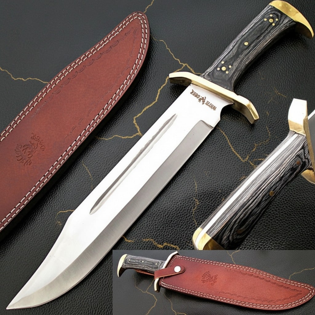 Heavy Duty Large Black Bowie Knife Fixed Blade Survival Tool With Sheath - 10