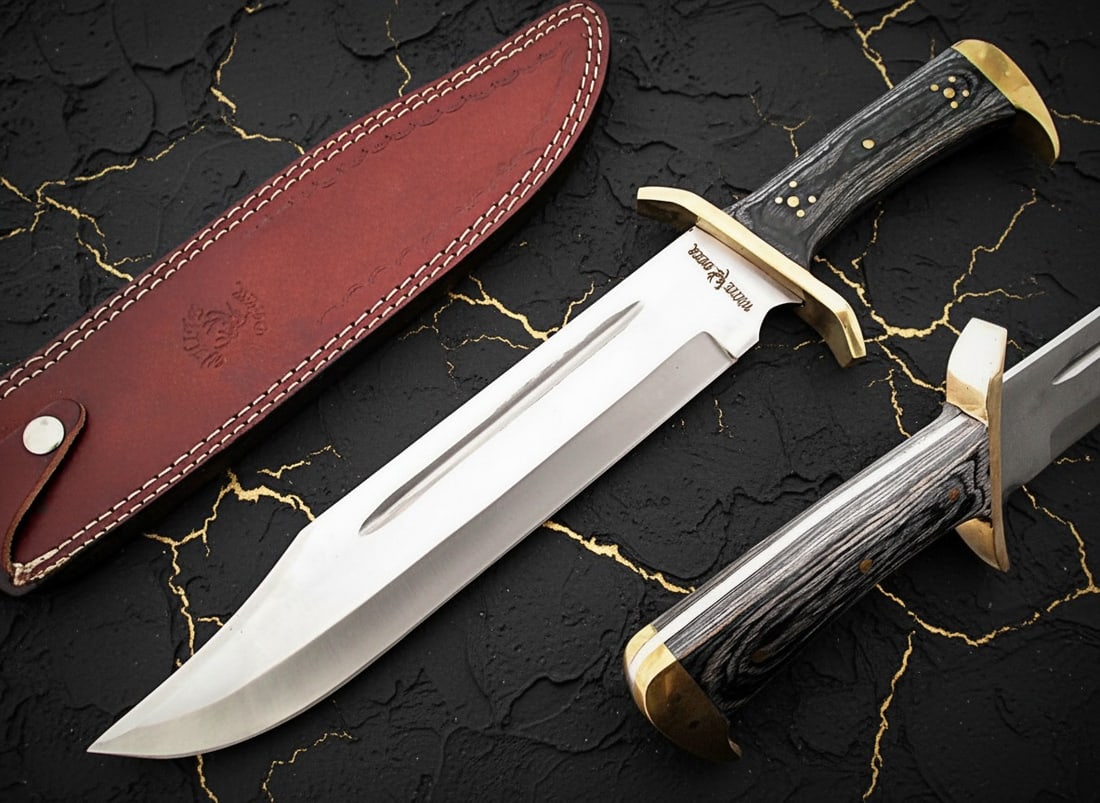 Heavy Duty Large Black Bowie Knife Fixed Blade Survival Tool With Sheath - 3