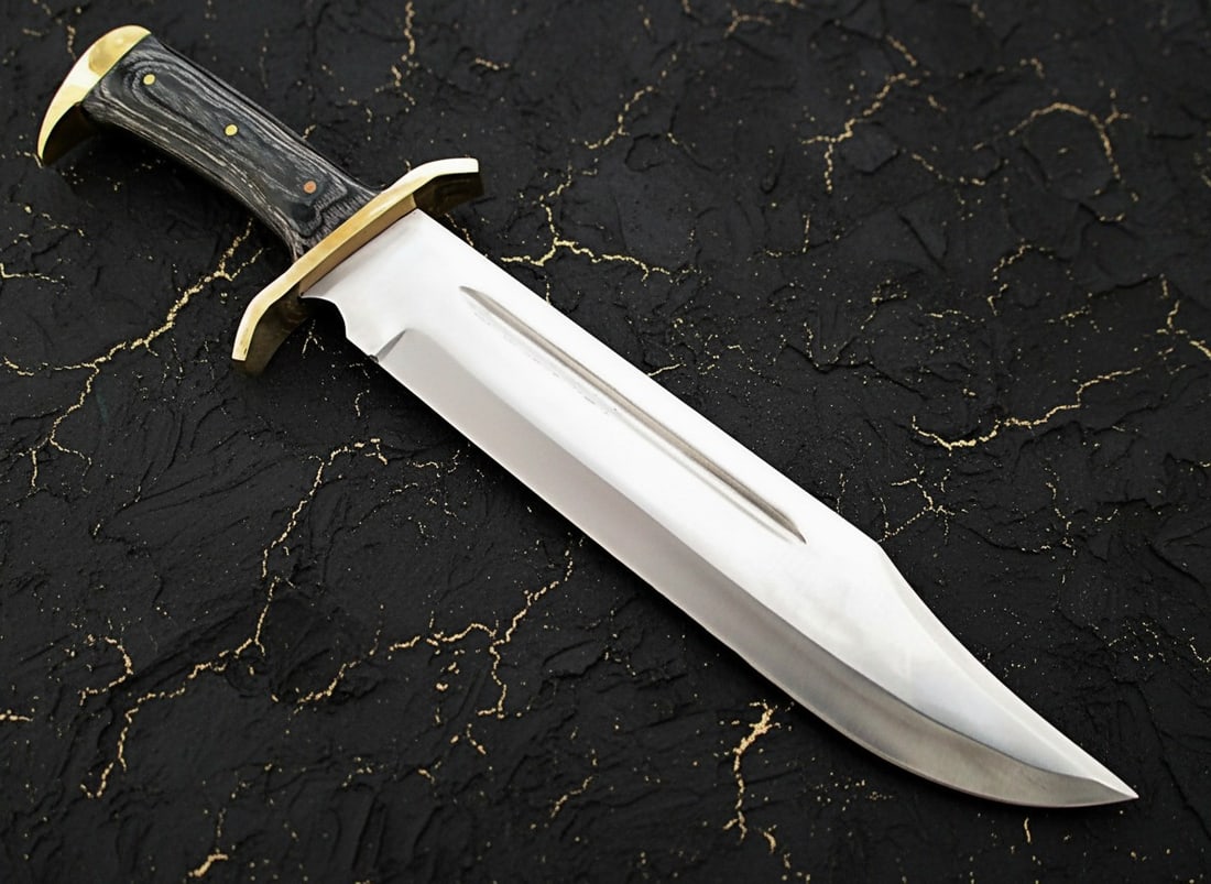 Heavy Duty Large Black Bowie Knife Fixed Blade Survival Tool With Sheath - 4