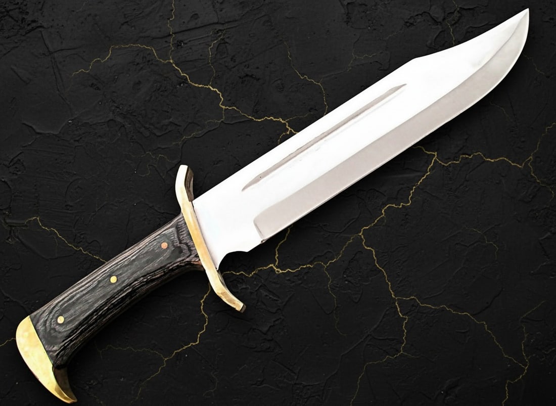 Heavy Duty Large Black Bowie Knife Fixed Blade Survival Tool With Sheath - 5