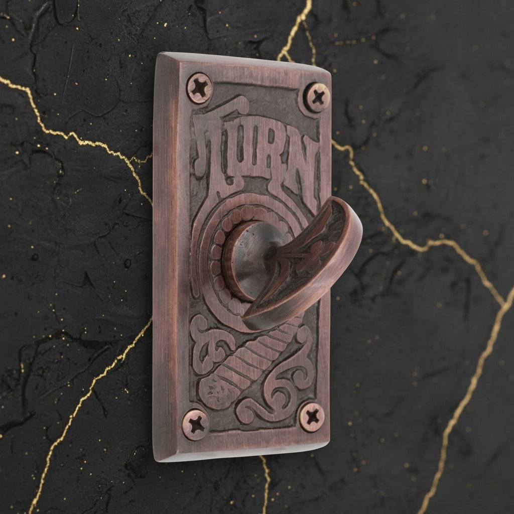 Vintage Victorian Style Bronze Twist Doorbell Hand Crank Mechanical Bell - 4