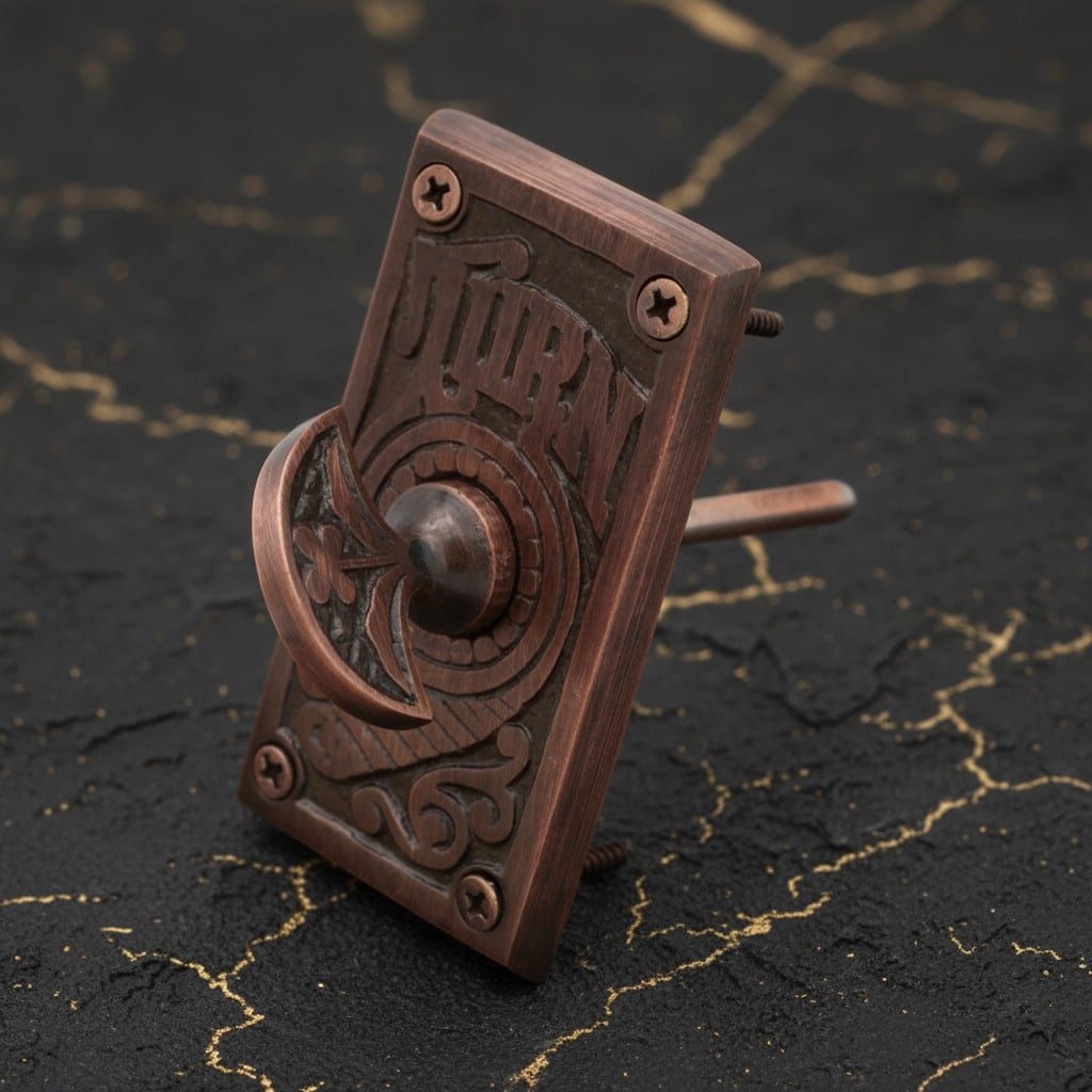 Vintage Victorian Style Bronze Twist Doorbell Hand Crank Mechanical Bell - 5