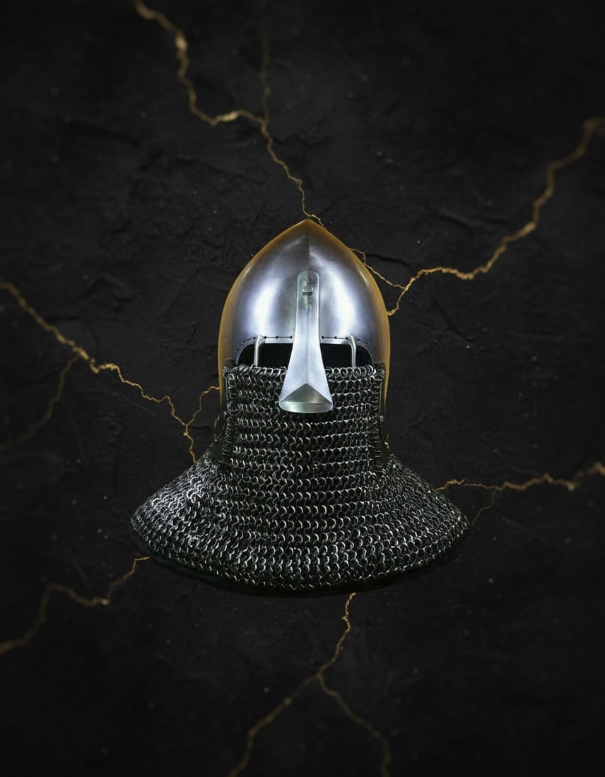 Handcrafted Steel Vendel Viking Helmet with Chainmail - SCA LARP Armor - 2