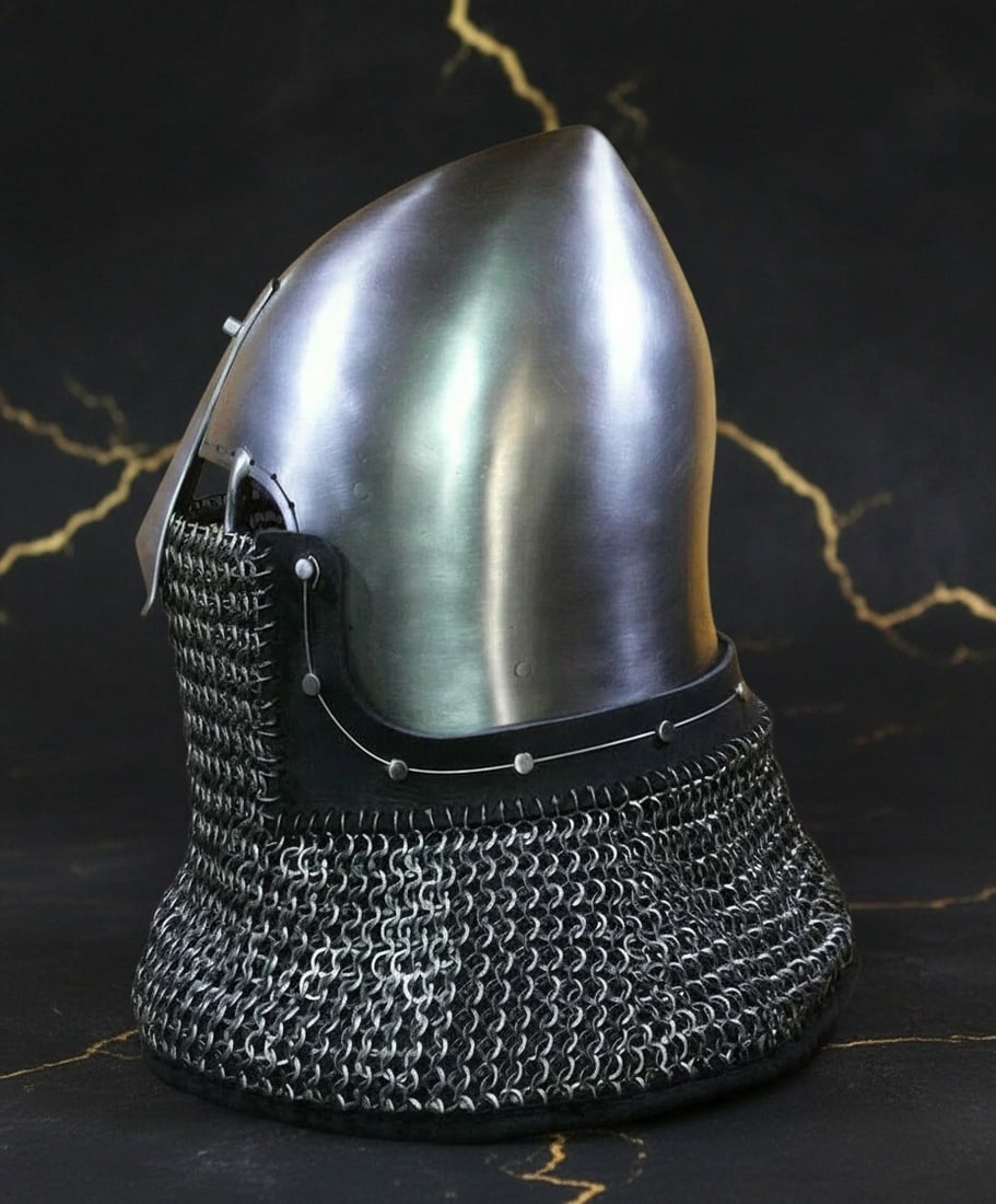 Handcrafted Steel Vendel Viking Helmet with Chainmail - SCA LARP Armor - 4
