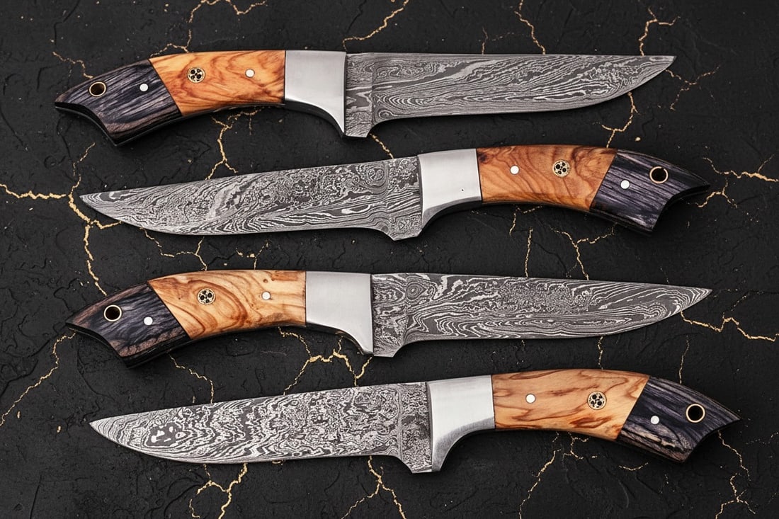 Handmade Damascus Steel Chef Knife Set Custom Forged Kitchen Cutlery - 3