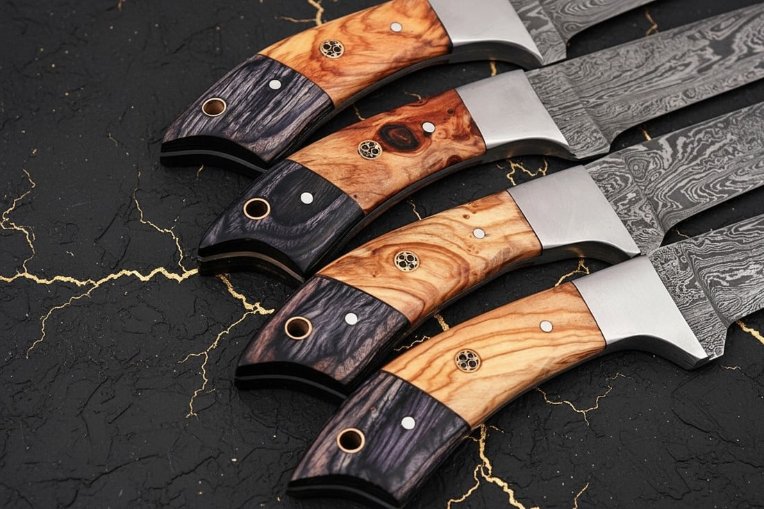 Handmade Damascus Steel Chef Knife Set Custom Forged Kitchen Cutlery - 5