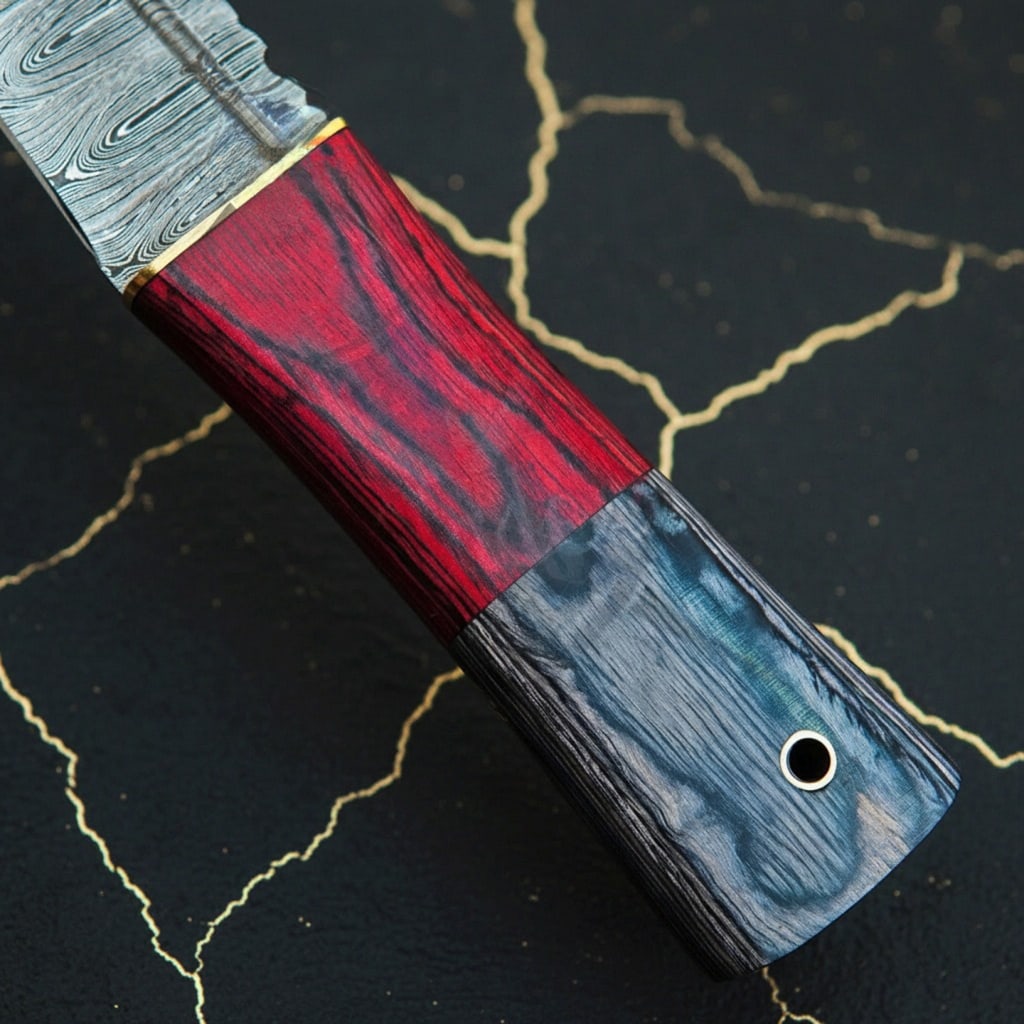 Hand-Forged Damascus Steel Scottish Sgian Dubh Knife with Leather Sheath - 4