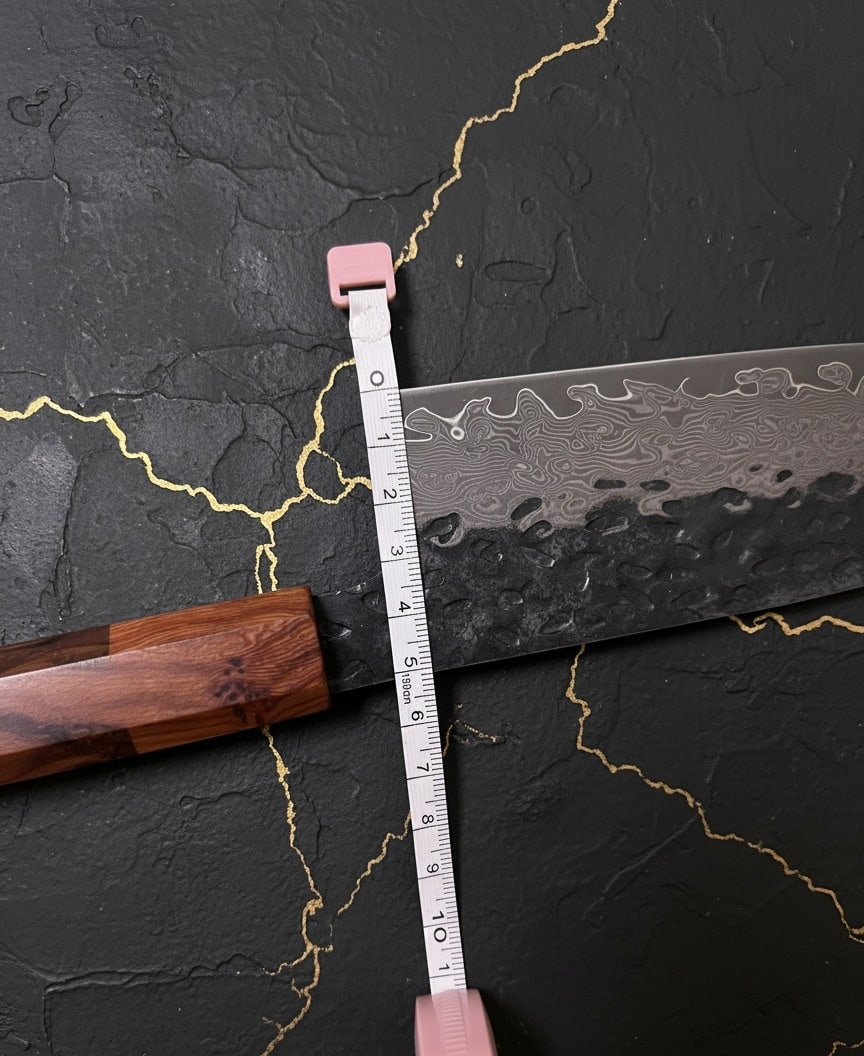 3pc Hammered Damascus Steel Chef Knife Set, Kiritsuke Gyuto Nakiri Professional - 11