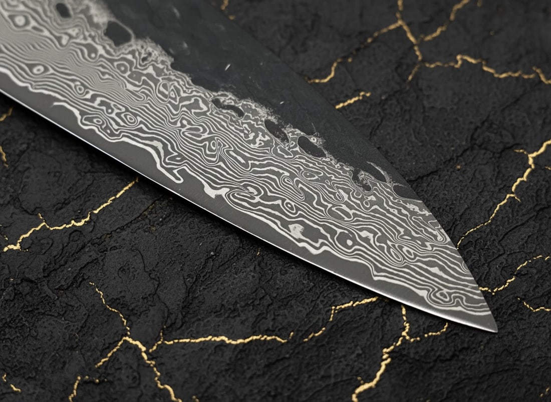3pc Hammered Damascus Steel Chef Knife Set, Kiritsuke Gyuto Nakiri Professional - 18