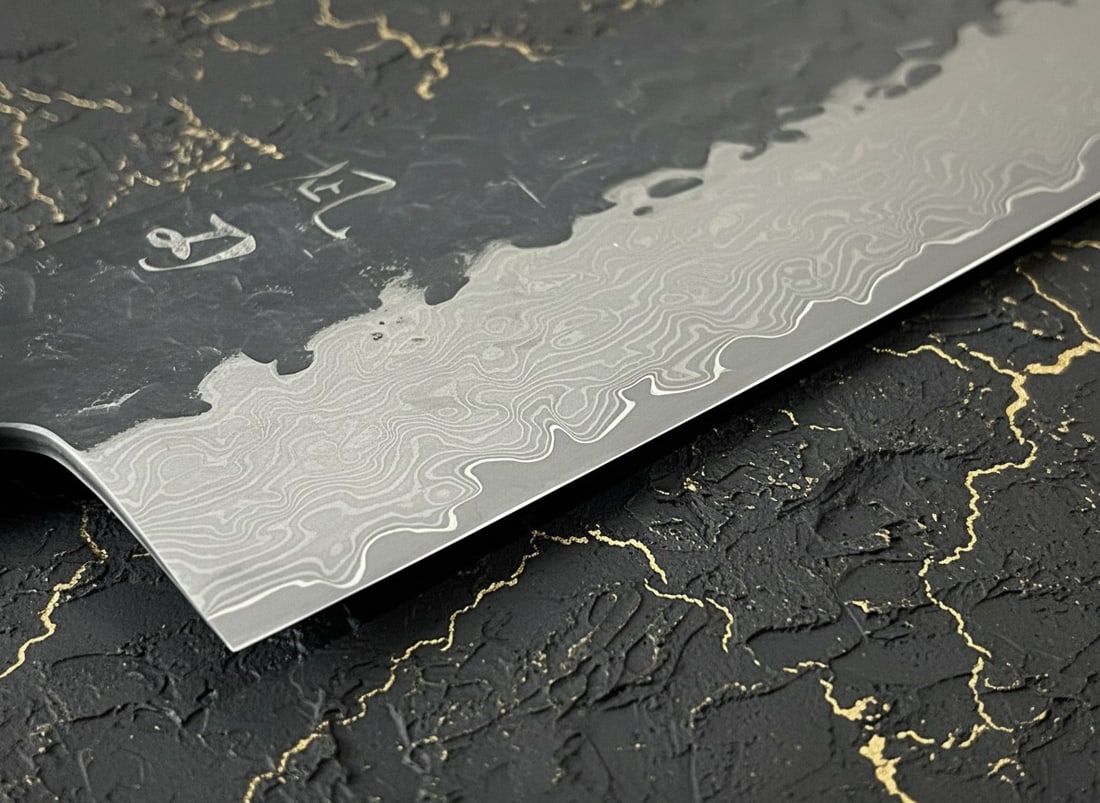3pc Hammered Damascus Steel Chef Knife Set, Kiritsuke Gyuto Nakiri Professional - 5