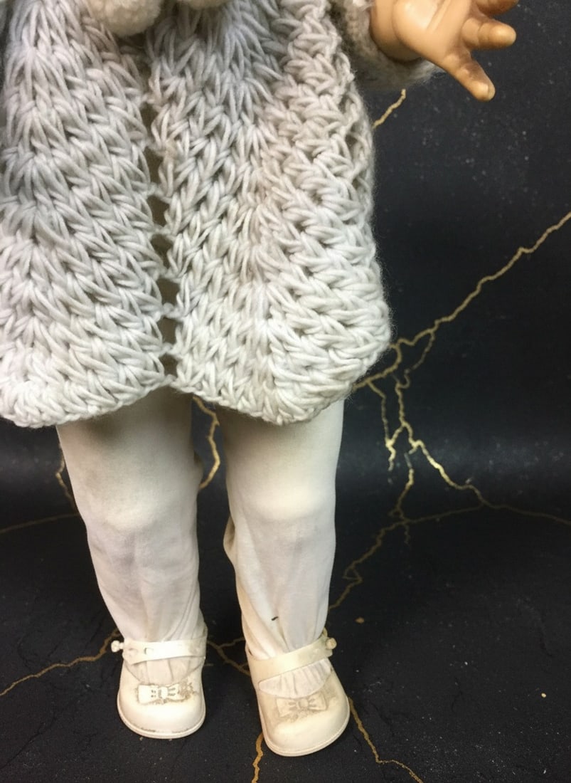 Vintage 1950s Hard Plastic Walking Doll 16" Saucy Face Toy Figure - 2