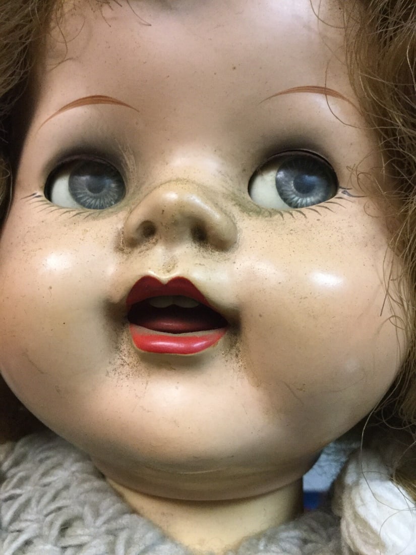 Vintage 1950s Hard Plastic Walking Doll 16" Saucy Face Toy Figure - 3