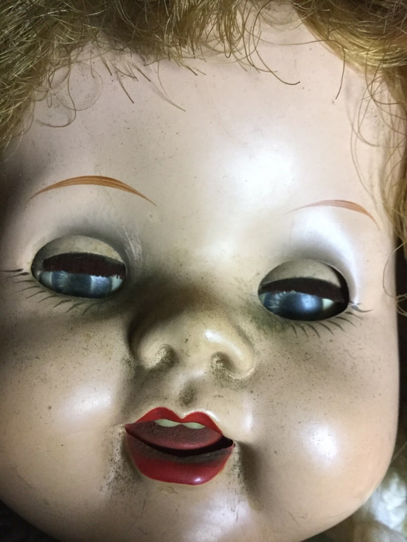 Vintage 1950s Hard Plastic Walking Doll 16" Saucy Face Toy Figure - 7