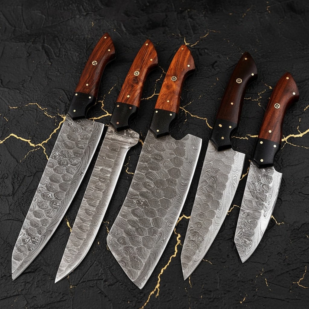 5" Hand-Forged Damascus Steel Chef Knife Set Kitchen Cutlery Kitchenware - 2