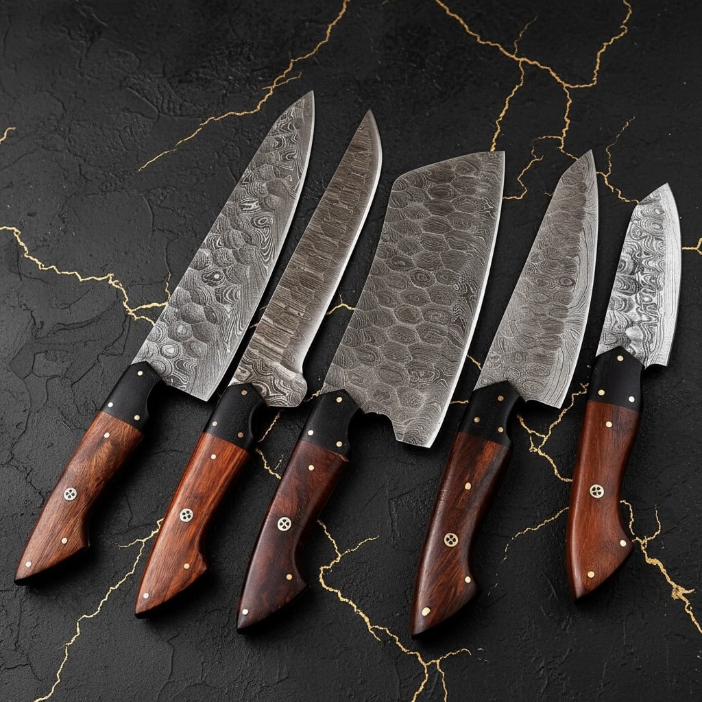 5" Hand-Forged Damascus Steel Chef Knife Set Kitchen Cutlery Kitchenware - 3