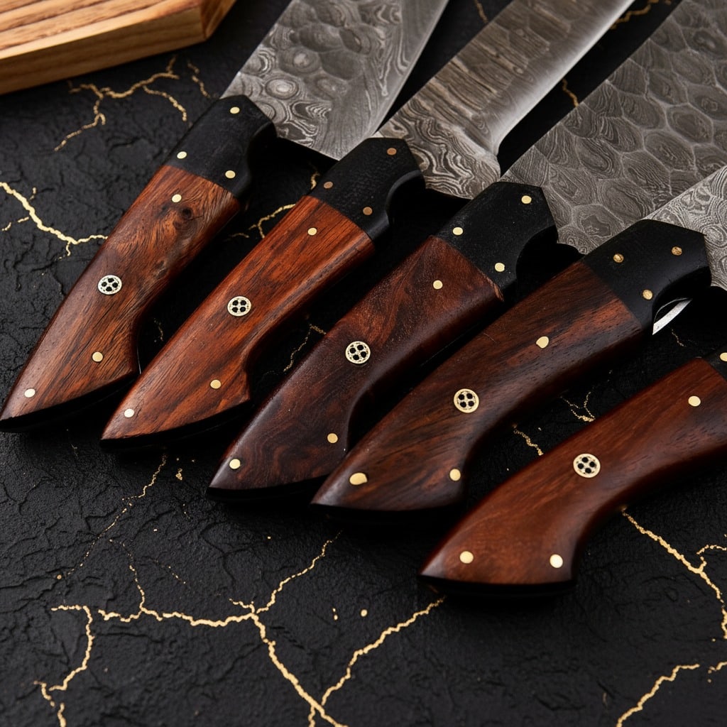 5" Hand-Forged Damascus Steel Chef Knife Set Kitchen Cutlery Kitchenware - 4