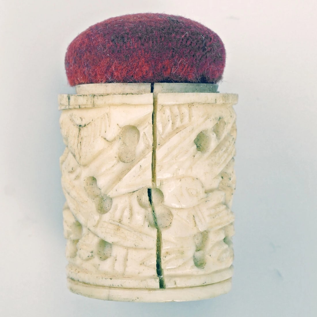 Victorian Chinese Carved Bone Pincushion - 4