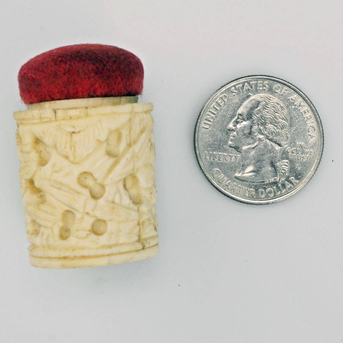 Victorian Chinese Carved Bone Pincushion - 6