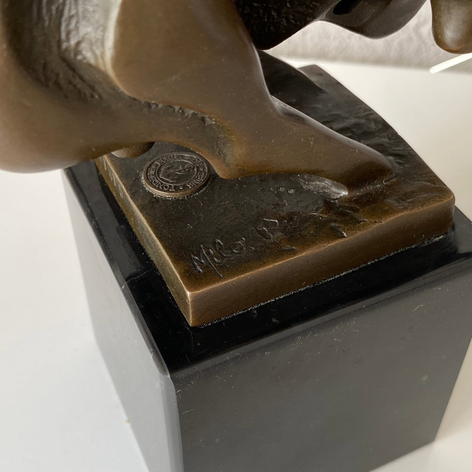 Milo Bronze Bull / Bull market run statue on a marble baze - 5