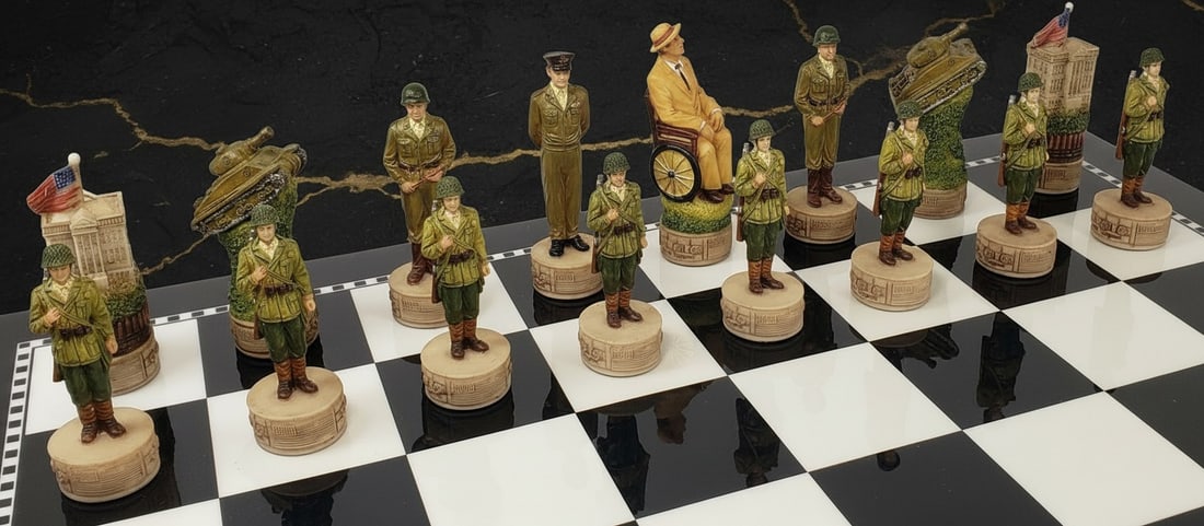 WW2 Military Theme Chessmen Set US vs German Forces No Board Included - 4