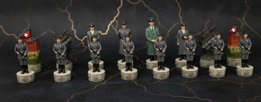 WW2 Military Theme Chessmen Set US vs German Forces No Board Included - 5