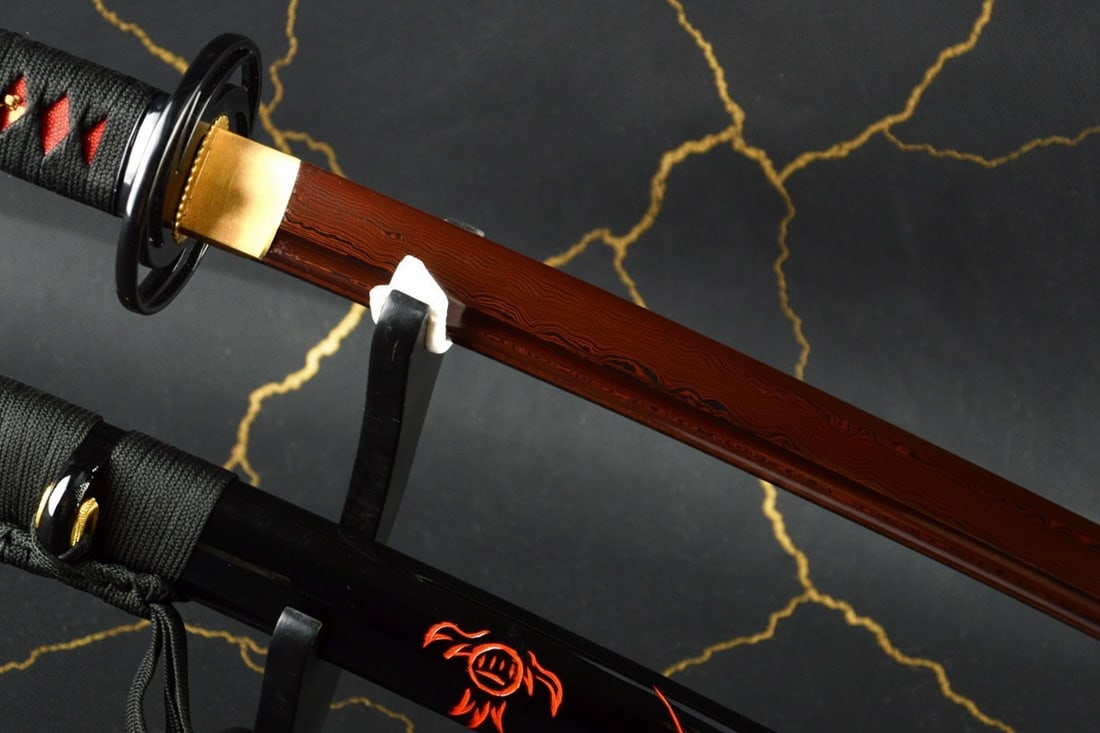 40" Folded Damascus Steel Japanese Samurai Sword Razor Sharp Red Dragon - 2