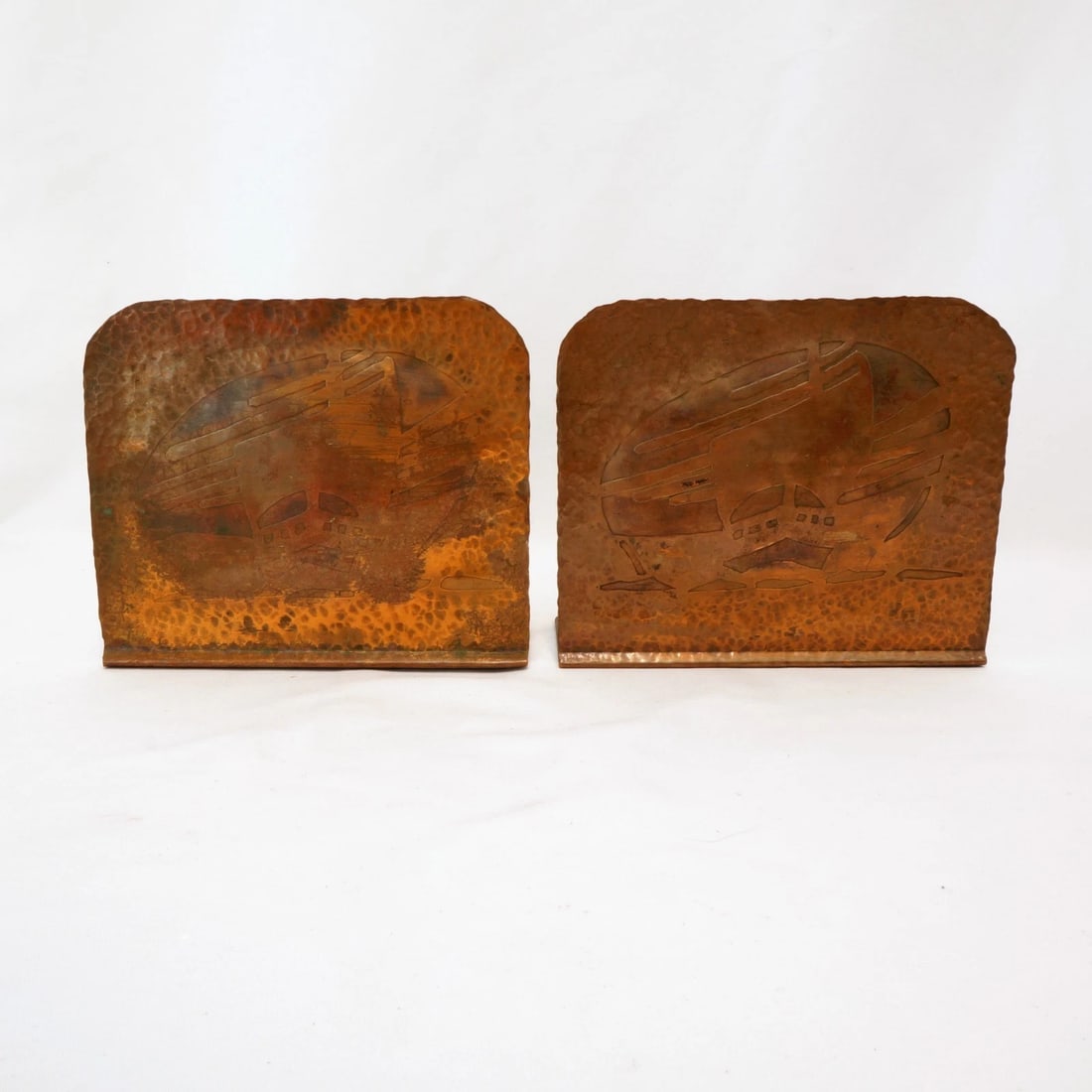 Pair 1920s Copper Bookends Viking Ship (1 of 8)