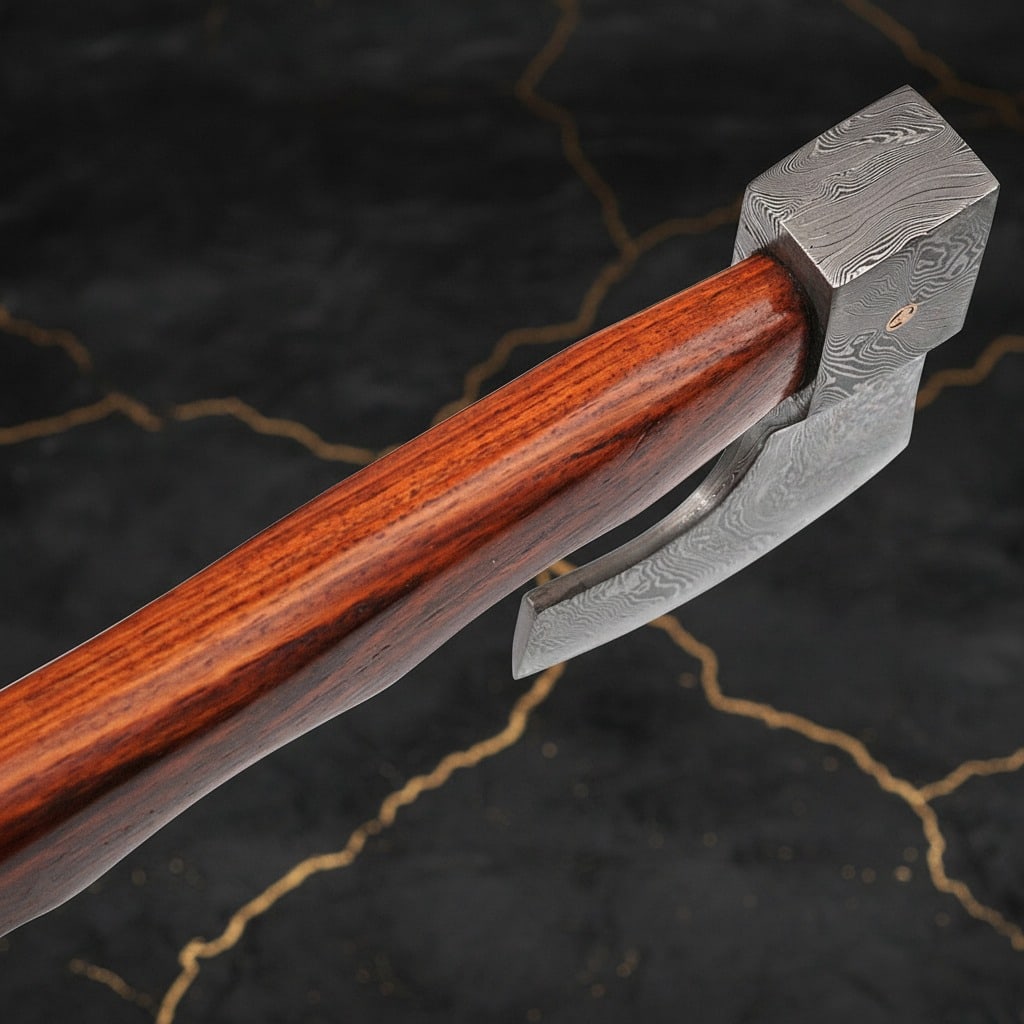 Handmade Damascus Steel Viking Axe Forged Blade Custom Medieval Hatchet - 3