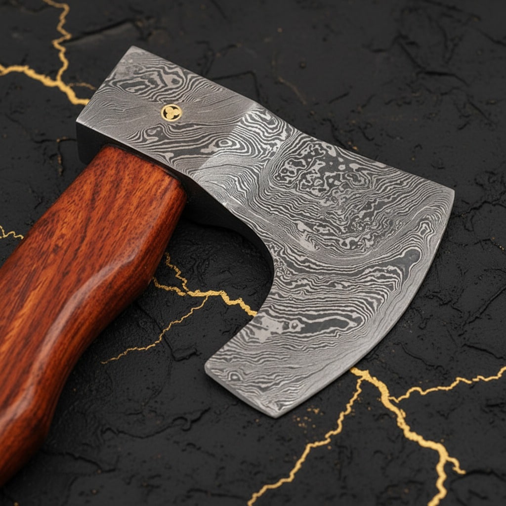 Handmade Damascus Steel Viking Axe Forged Blade Custom Medieval Hatchet - 4