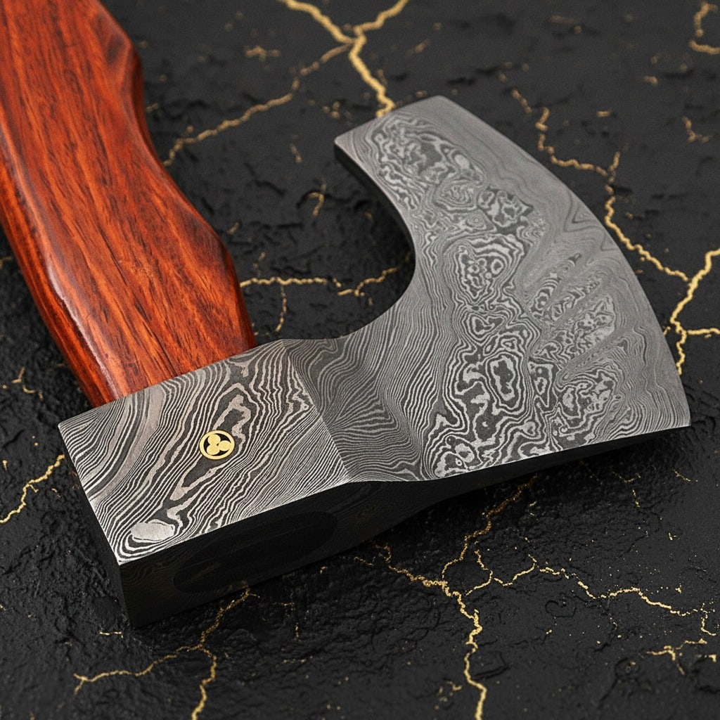Handmade Damascus Steel Viking Axe Forged Blade Custom Medieval Hatchet - 5
