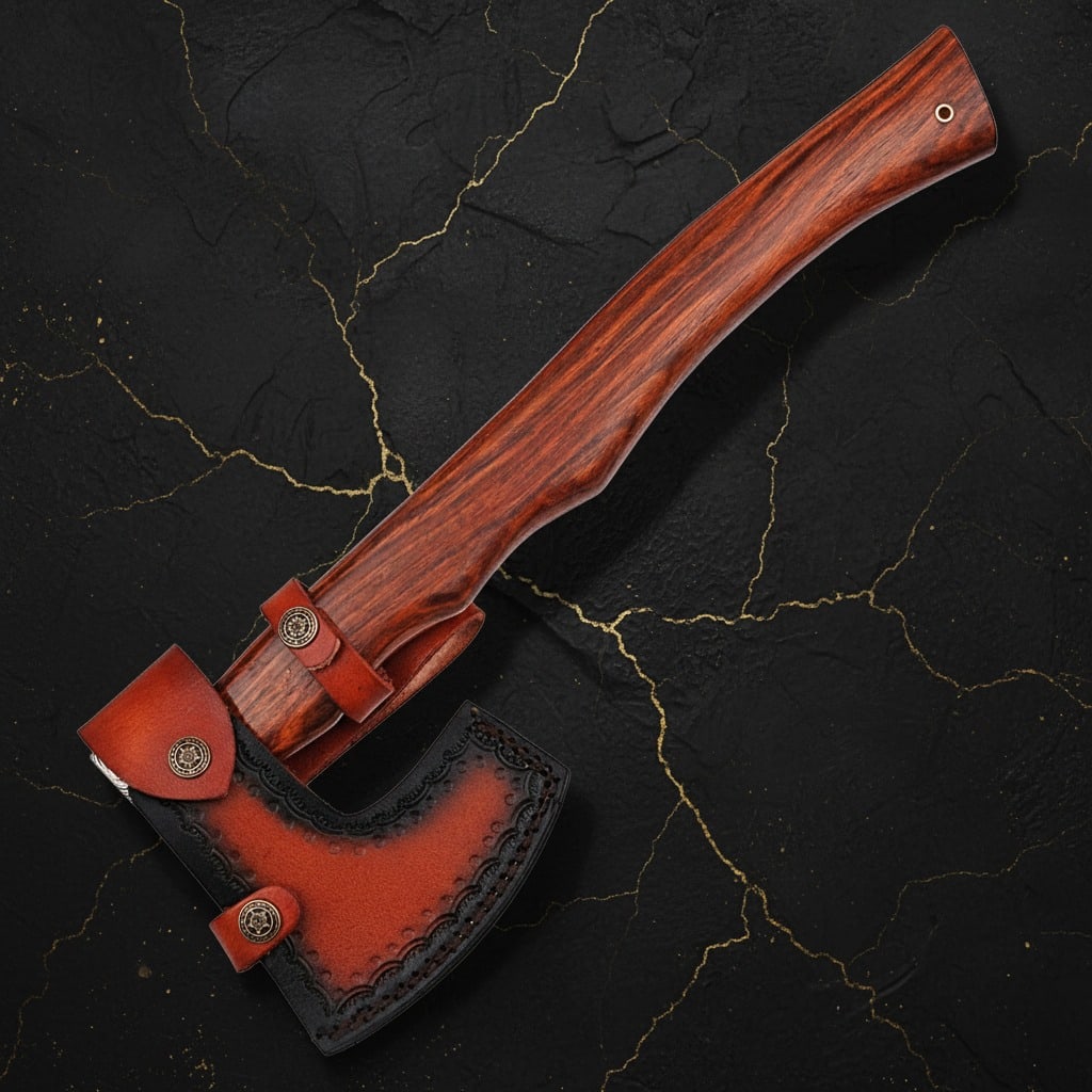 Handmade Damascus Steel Viking Axe Forged Blade Custom Medieval Hatchet - 6