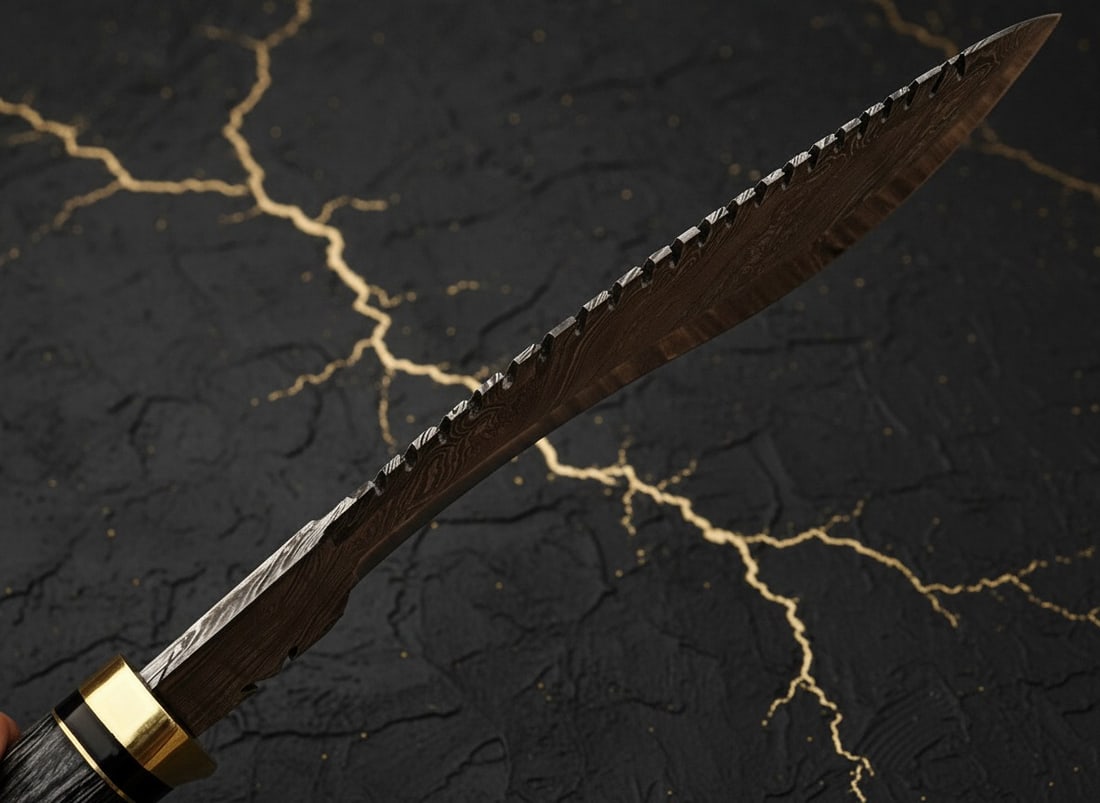 Handcrafted Damascus Steel Kukri Blade, Wood & Buffalo Horn Handle Knife - 4