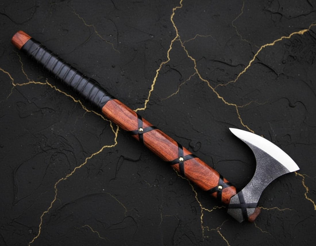 Hand-Forged Carbon Steel Viking Hatchet Custom Integral Tomahawk Axe - 4