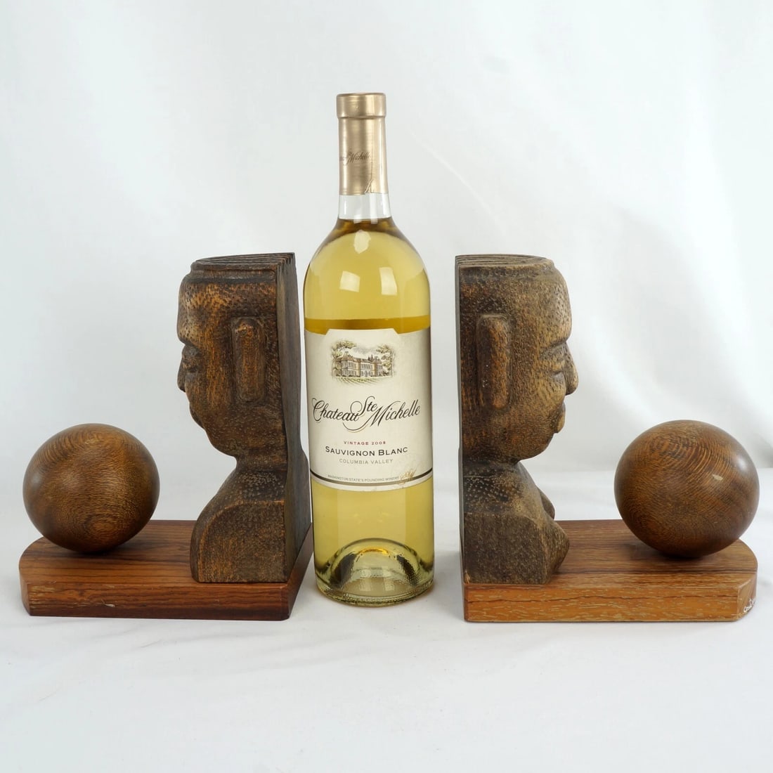 Pair Mesoamerican-Inspired Wood Bookends - 3
