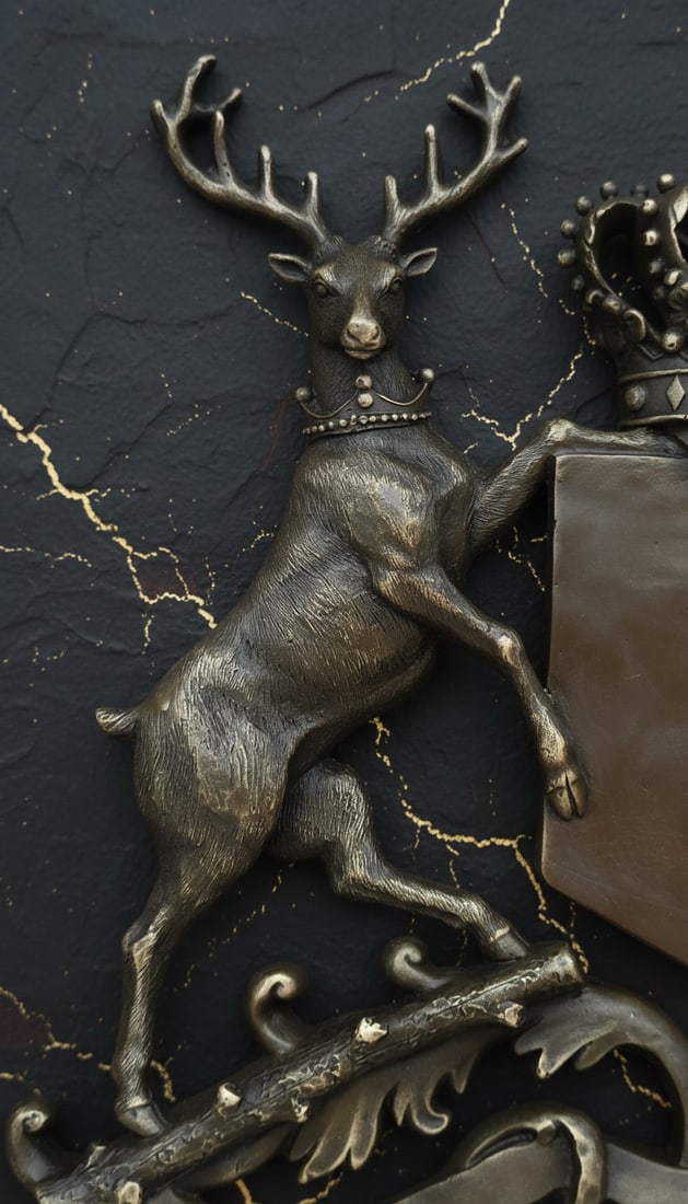 Bronze Metal 2 Stag Deer Wall Plaque Wildlife Home Decor Address Sign - 3