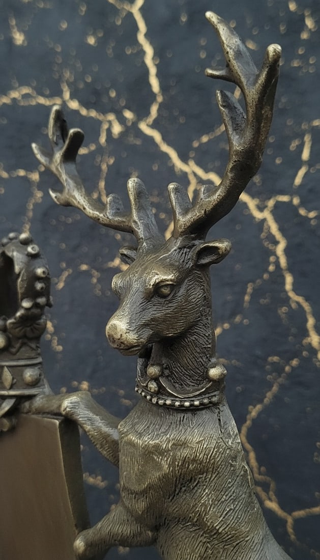 Bronze Metal 2 Stag Deer Wall Plaque Wildlife Home Decor Address Sign - 4