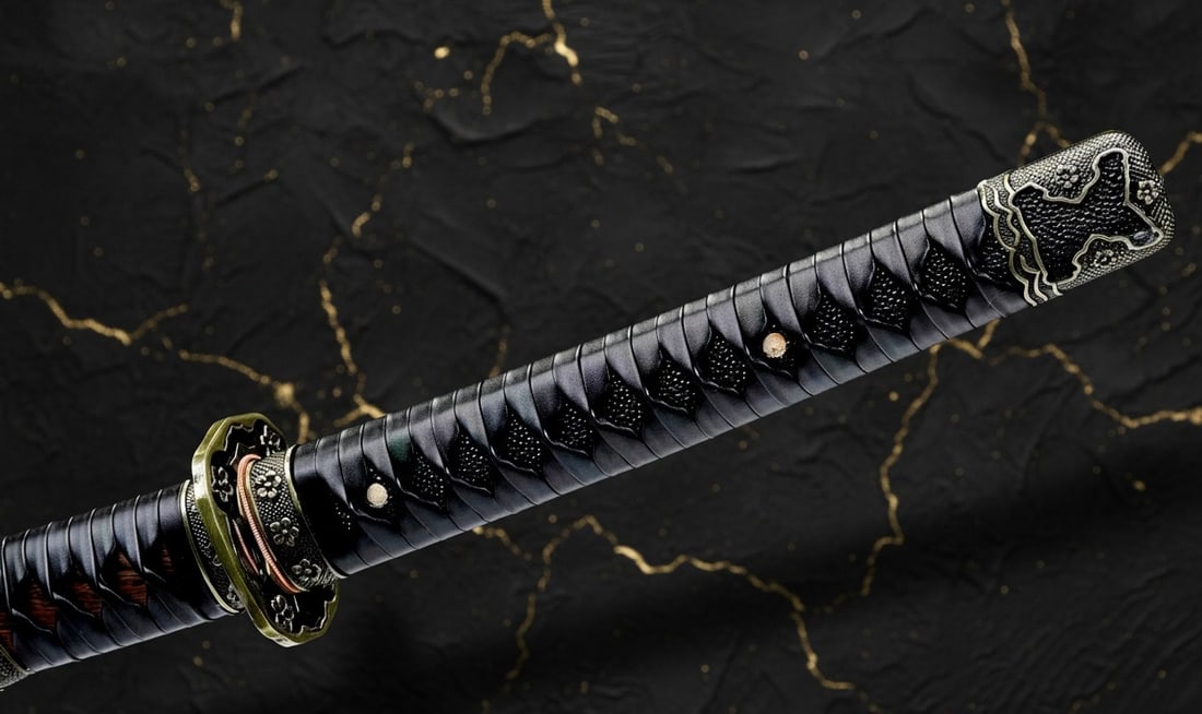 Folded Steel Japanese Tachi Samurai Sword Clay Tempered Rosewood Handle - 2
