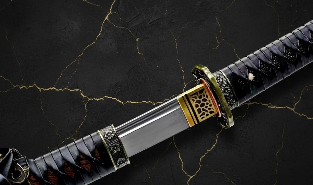 Folded Steel Japanese Tachi Samurai Sword Clay Tempered Rosewood Handle - 3