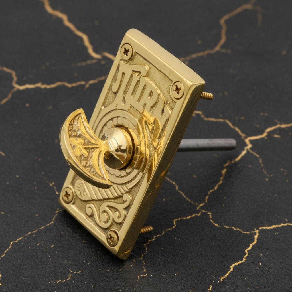 Vintage Style Brass Hand Crank Twist Doorbell Victorian Antique Finish - 6