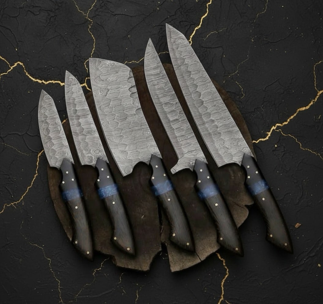 Hand Forged Damascus Steel Kitchen Knife Set Full Tang Chef Cutlery Handmade - 2