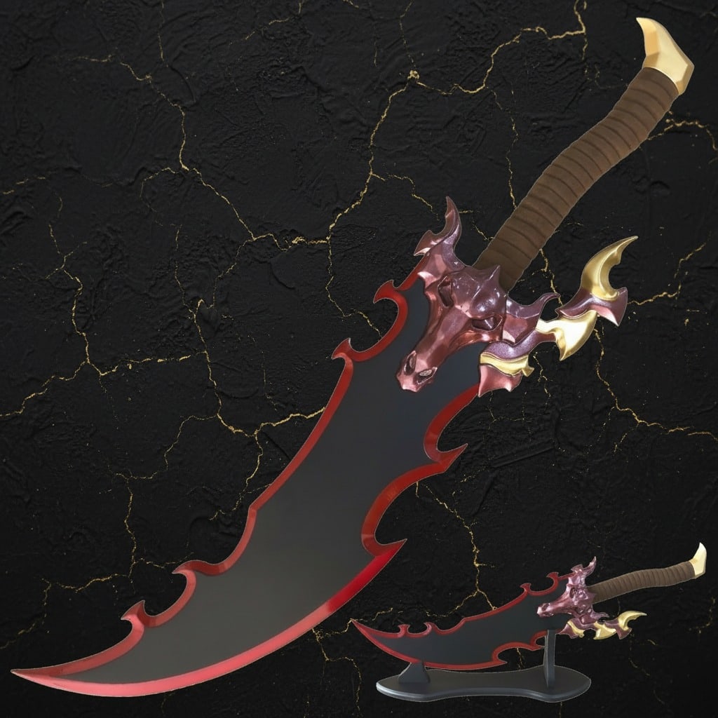 25" Stainless Steel Fantasy Blade Replica with Display Stand Anime Weapon - 2