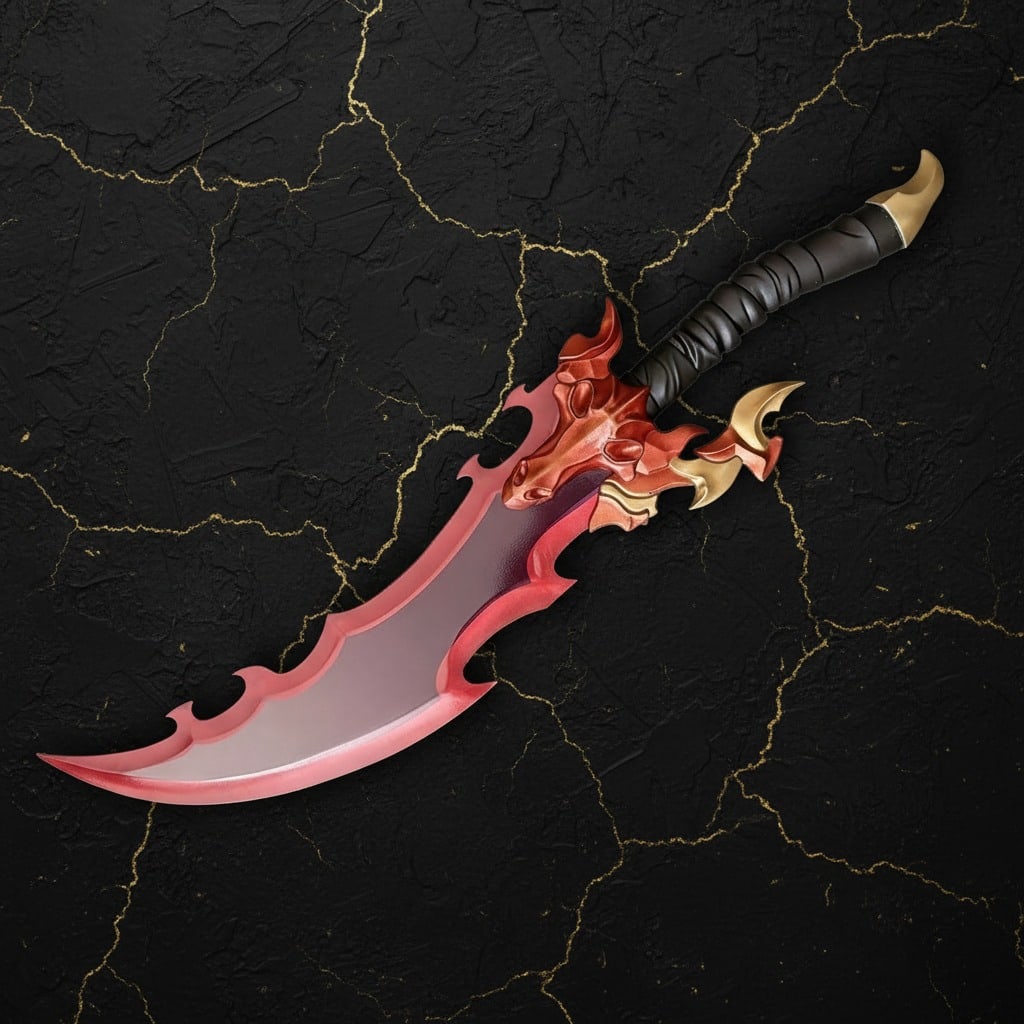 25" Stainless Steel Fantasy Blade Replica with Display Stand Anime Weapon - 4