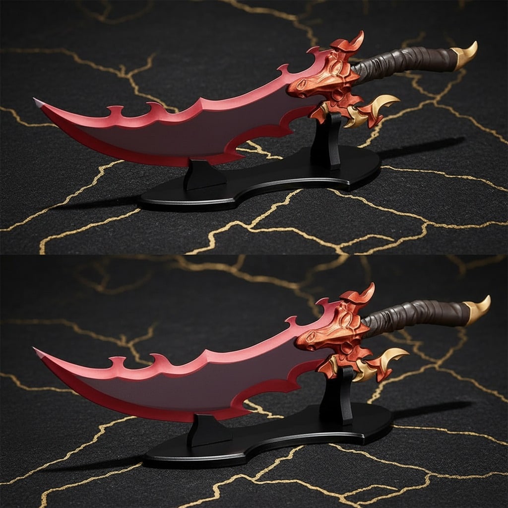 25" Stainless Steel Fantasy Blade Replica with Display Stand Anime Weapon - 6