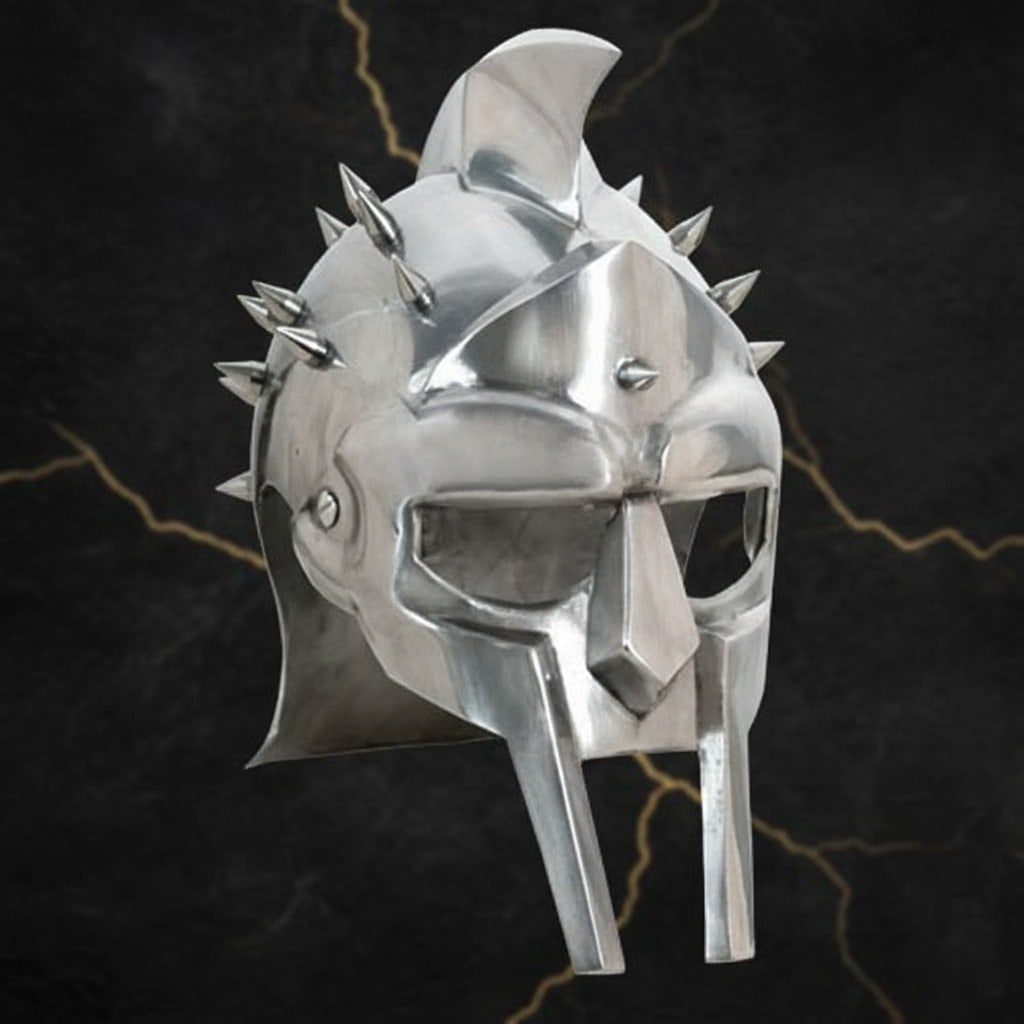 Functional Roman Maximus Gladiator Helmet 18ga Steel Medieval Armor Piece - 2