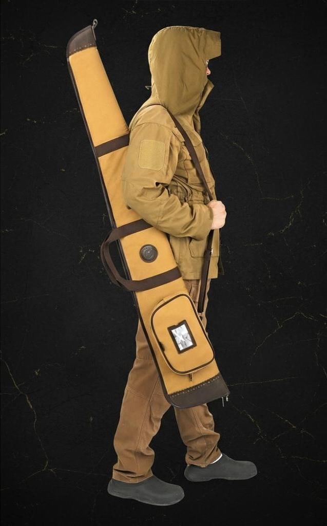 Padded Canvas and Leather Shotgun Case Gun Slip Bag with Adjustable Sling - 14