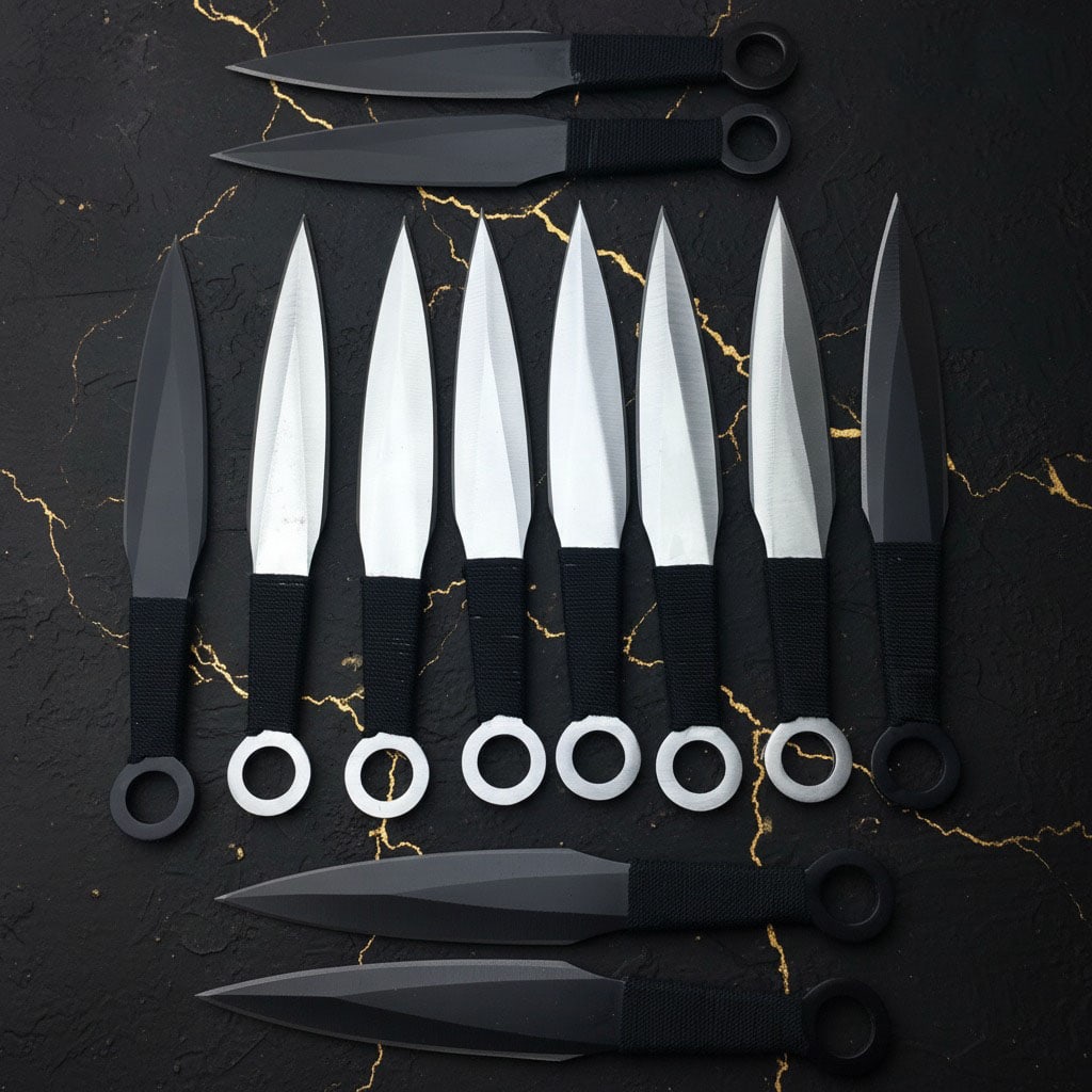 12 Piece Tactical Throwing Knife Set Professional Combat Ninjutsu Blades New - 2